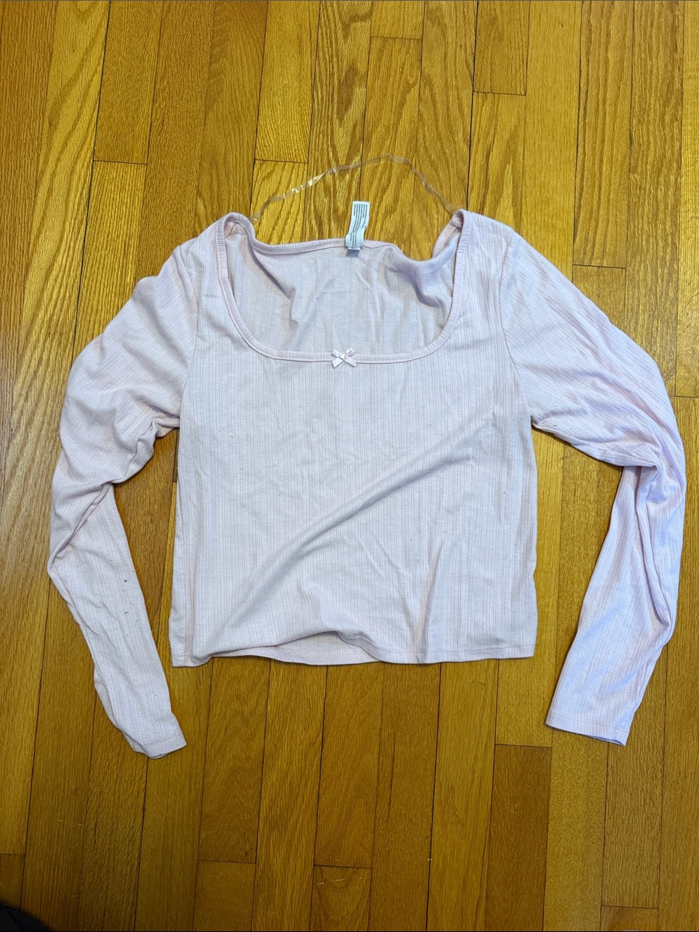 Auden Ribbed Scoop-Neck Long Sleeve Top - Pale Pink